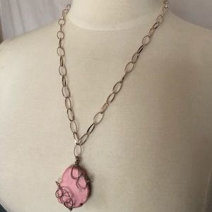 Vintage Silver & Pink Necklace/Earring Set